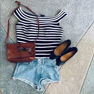 JS Collections Black and White Crop Top
